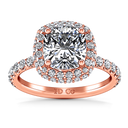 Halo Diamond Cushion Cut Engagement Ring Kristine 14K Rose Gold