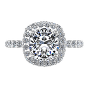 Halo Cushion Cut Diamond Engagement Ring Kristine 14K White Gold
