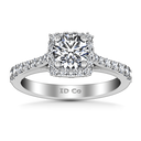 Round Diamond Halo Engagement Ring Mallory 14K White Gold