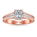Pave Diamond Cushion Cut Engagement Ring Primrose 14K Rose Gold