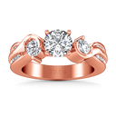 Three Stone Diamond EngagementRing Cosette 14K Rose Gold