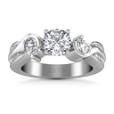 Round Diamond Three Stone Engagement Ring Cosette 14K White Gold