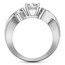 Round Diamond Three Stone Engagement Ring Cosette 14K White Gold