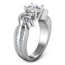 Round Diamond Three Stone Engagement Ring Cosette 14K White Gold