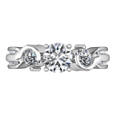 Round Diamond Three Stone Engagement Ring Cosette 14K White Gold