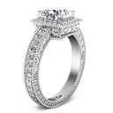 Round Diamond Halo  Engagement Ring Danica 14K White Gold