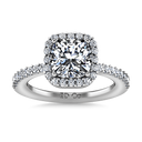 Halo Cushion Cut Diamond Engagement Ring Claire 14K White Gold