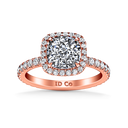 Halo Diamond Cushion Cut Engagement Ring Salice 14K Rose Gold