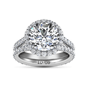 Round Diamond Halo  Engagement Ring Emotion 14K White Gold