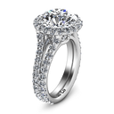Round Diamond Halo  Engagement Ring Emotion 14K White Gold