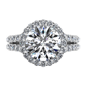 Round Diamond Halo  Engagement Ring Emotion 14K White Gold