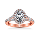 Halo Diamond Oval Engagement Ring Melody 14K Rose Gold