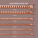 Womens 14K Rose Gold Chain - Solid Miami Cuban Link Chain 14K Rose Gold