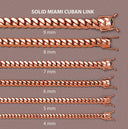 14K Rose Gold Chain - Solid Miami Cuban Link Chain 14K Rose Gold