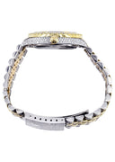 Iced Out Rolex Datejust 36 MM | Two Tone | 10 Carats of Diamonds | Burgandy Roman Diamond Dial