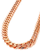 14K Rose Gold Chain - Solid Miami Cuban Link Chain 14K Rose Gold