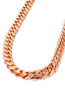 Womens 14K Rose Gold Chain - Solid Miami Cuban Link Chain 14K Rose Gold