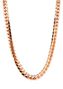 14K Rose Gold Chain - Solid Miami Cuban Link Chain 14K Rose Gold