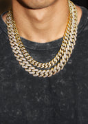 Gold Plated Iced Out Miami Cuban Link Choker
