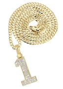 10K Yellow Gold | #1 Diamond Pendant & Cuban Chain | 0.26 Carats