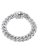 Womens Iced Out Diamond Miami Cuban Link Bracelet 10K/14K White Gold