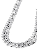 White Gold Iced Out Women Diamond Miami Cuban Link Chain Customizable (10MM-20MM)