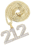 10K Yellow Gold | Area Code Number Diamond Pendant & Cuban Chain | 1.75 Carats
