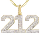 10K Yellow Gold | Area Code Number Diamond Pendant & Cuban Chain | 1.75 Carats