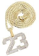 10K Yellow Gold | Jersey Number Diamond Pendant & Cuban Chain | 1.15 Carats