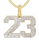 10K Yellow Gold | Jersey Number Diamond Pendant & Cuban Chain | 1.15 Carats
