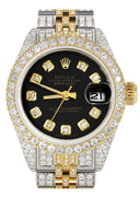 Womens Diamond Gold Rolex Watch | 26Mm | Black Dial | Jubilee Band