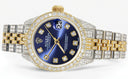 Womens Diamond Gold Rolex Watch | 26Mm | Blue Dial | Jubilee Band