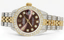 Womens Diamond Gold Rolex Watch | 26Mm | Brown Dial | Jubilee Band