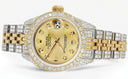 Womens Diamond Gold Rolex Watch | 26Mm | Gold Dial | Jubilee Band