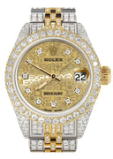 Womens Diamond Gold Rolex Watch | 26Mm | Gold Texture Dial | Jubilee Band
