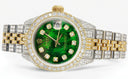 Womens Diamond Gold Rolex Watch | 26Mm | Green Mother Of Pearl Dial | Jubilee Band