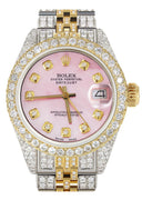 Womens Diamond Gold Rolex Watch | 26Mm | Pink Mother Of Pearl Dial | Jubilee Band