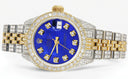 Womens Diamond Gold Rolex Watch | 26Mm | Royal Blue Dial | Jubilee Band