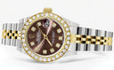 Womens Diamond Gold Rolex Watch | 1 Carat Bezel | 26Mm | Brown Diamond Dial | Jubilee Band