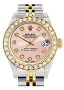 Womens Diamond Gold Rolex Watch | 1 Carat Bezel | 26Mm | Pink Diamond Dial | Jubilee Band