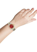 Womens Diamond Gold Rolex Watch | 1 Carat Bezel | 26Mm | Red Diamond Dial | Jubilee Band
