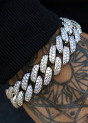 White Gold Plated Iced Out Miami Cuban Link Chain & Bracelet
