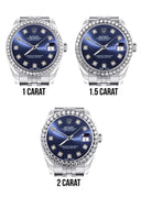 Diamond Rolex Watch | Diamond Bezel | 31MM | Blue Diamond Dial | Jubilee Band