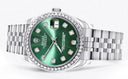 Diamond Rolex Watch | Diamond Bezel | 31MM | Green Diamond Dial | Jubilee Band