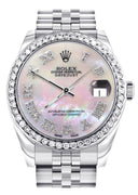 Diamond Rolex Watch | Diamond Bezel | 31MM | Mother of Pearl Roman Numeral Diamond Dial | Jubilee Band