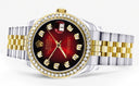 Womens Diamond Gold Rolex Watch | Diamond Bezel | 31MM | Red Diamond Dial | Jubilee Band
