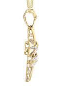 14K Yellow Gold Cross Diamond Pendant & Cuban Chain | 0.44 Carats