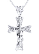 14K White Gold Cross Diamond Pendant & Cuban Chain | 0.46 Carats