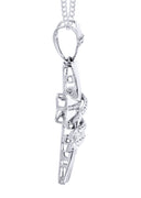 14K White Gold Cross Diamond Pendant & Cuban Chain | 0.46 Carats
