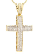 14 Yellow Gold Cross Diamond Pendant & Cuban Chain | 5.53 Carats
